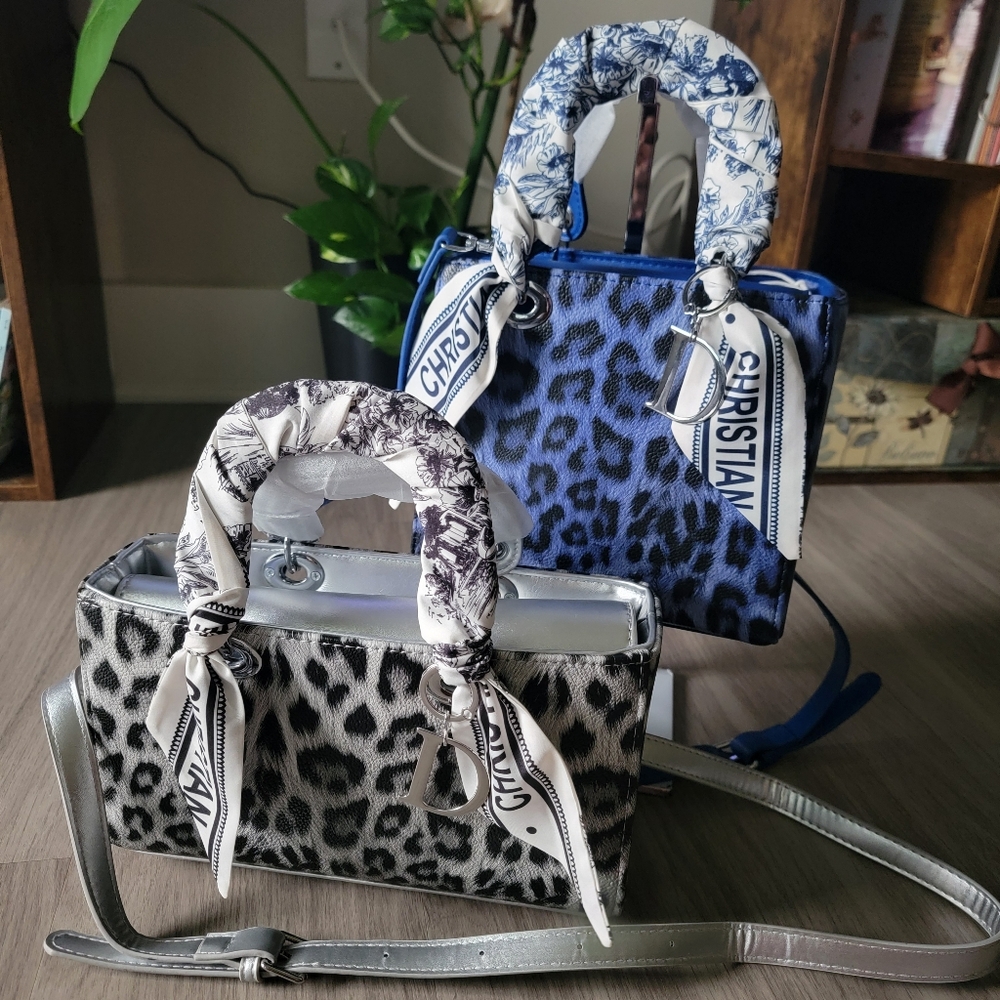 2pcs BUNDLE Leopard Print Handbag Crossbody With Twilly Scarf
